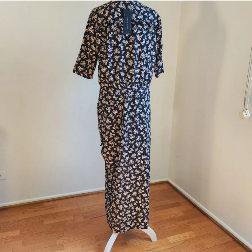 NWT Veronica Beard Women's Black White Mariposa Floral Maxi Ruched Dress XL - Picture 7 of 13